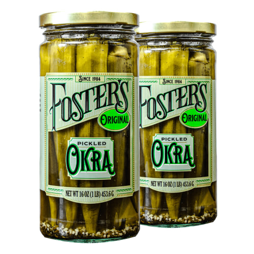 Foster's Pickled Okra - 16oz- (2 pack)- Traditional Pickled Vegetables Recipe perfected over 30 years - Gluten-Free Okra Pickles - NO Preservatives Pickle Okra