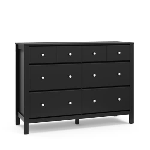 Storkcraft Horizon 6 Drawer Dresser (Black) – GREENGUARD Gold Certified Dresser for Nursery & Kids’ Room, Modern Storage with Interlocking Drawer System