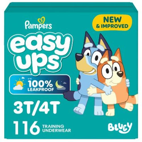 Pampers Easy Ups Bluey Training Underwear - Size 3T-4T - 116ct: Tear Away Sides, Leak Guards, Pull-On Design