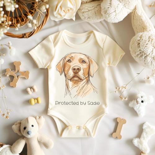 Protected by Labrador Dog Custom Baby Bodysuit