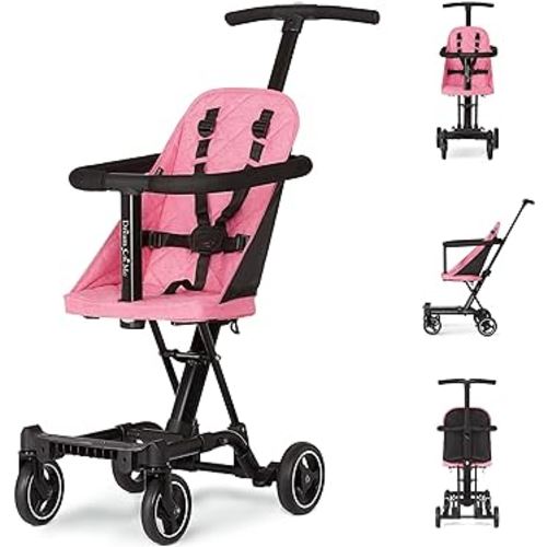 Dream On Me Lightweight and Compact Coast Rider Stroller with One Hand Easy Fold, Adjustable Handles and Soft Ride Wheels, Pink, 365-PINK