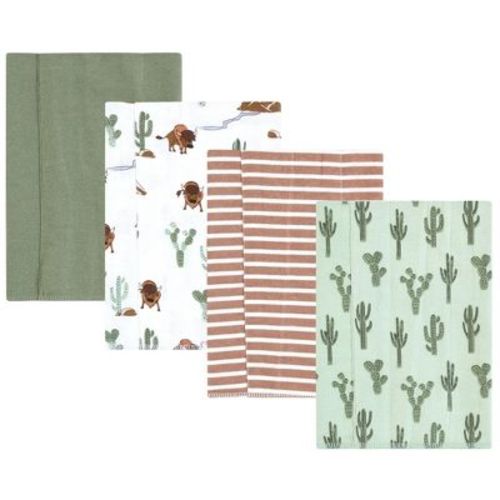 Luvable Friends Hudson Baby Cotton Poly Flannel Burp Cloths 4pk, Forest Trail
