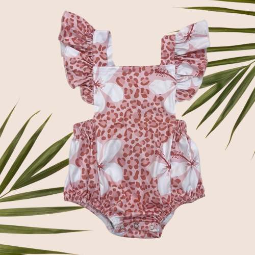 Cheetah Hibiscus Flutter Xback Onesie