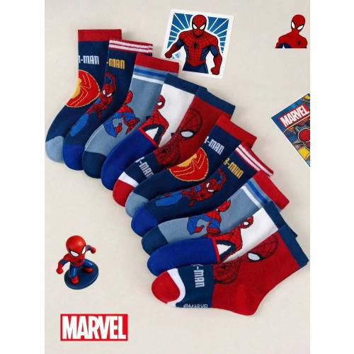 5/10 Pairs Kids Marvel Spider-Man Cartoon Pattern Mid-Calf Socks, Comfortable Breathable Short Socks For Boys, Suitable As Boy Gift And School Wear | SHEIN USA