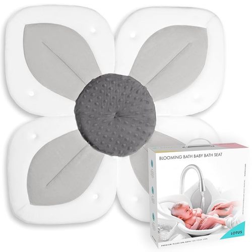 Blooming Bath Baby Bath Seat - Baby Tubs for Newborn Infants to Toddler 0 to 6 Months and Up - Baby Essentials Must Haves - The Original Washer-Safe Flower Seat (Lotus, Gray/Dark Gray)