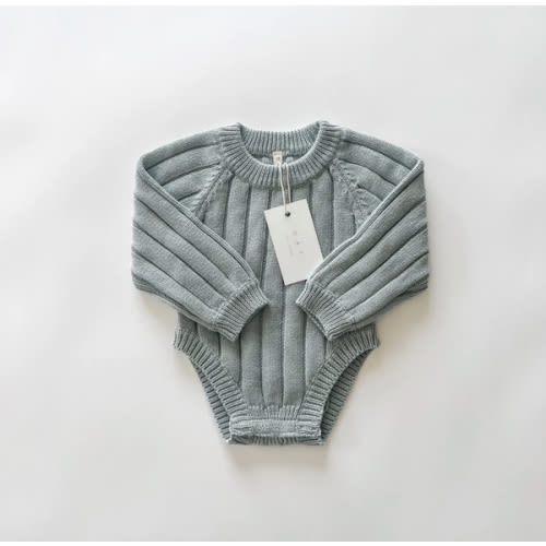 Wide Ribbed Knit Onesie - Fog