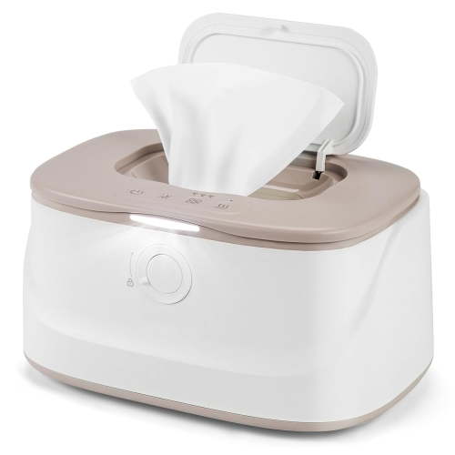 Wipes Warmer with Safety Lock, Large Capacity Wipes Dispenser with Night Light, Fast and Even Heating, 4 Modes of Temperature Heating Control,Grey