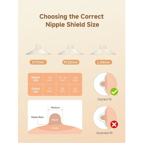 Nipple Shields for Breastfeeding Newborn, Contact Nipple Guards for Breast Feeding with Flat, Inverted Nipples or Difficulty Sucking, Food-Grade Silicone, Ultra-Thin & Super Soft, 2 Pair, 24mm