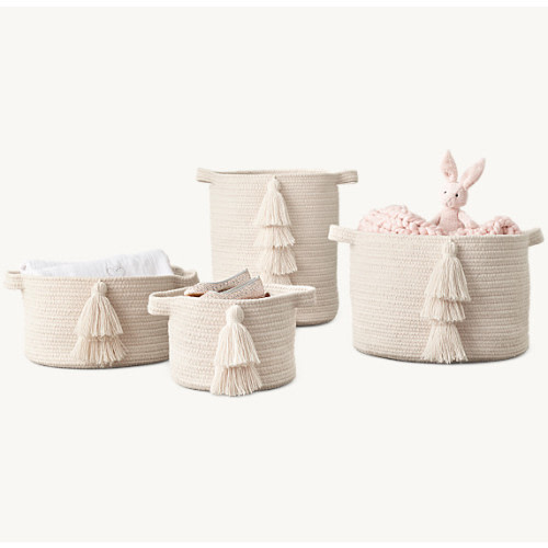 Large Tassel Braided Wool Storage - Natural | RH Baby & Child