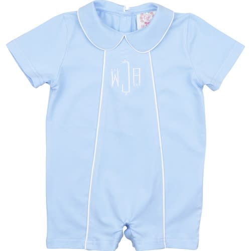 Blue Knit Boys Short Romper - Cecil and Lou