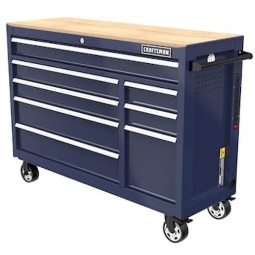 CRAFTSMAN 2000 Series 51.2-in L x 37.5-in H 8-Drawers Rolling Midnight Blue Wood Work Bench CMST98529BB at Lowes.com