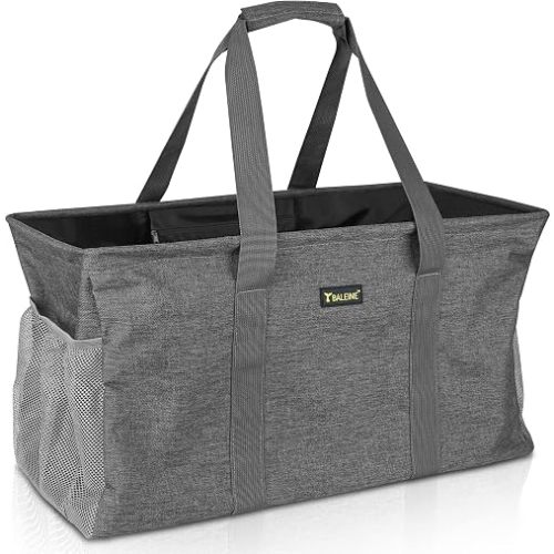 BALEINE Extra Large Utility Tote Bag with Wire Frame for Storage (Gray, 22''x12''x10'')
