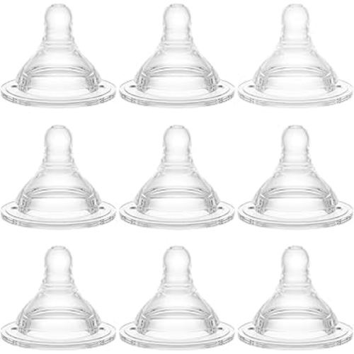 Bottle Nipples Medium-Fast Nipple Level 3, 6m+, Compatible with Wide-Neck Baby Bottle, 9 Count