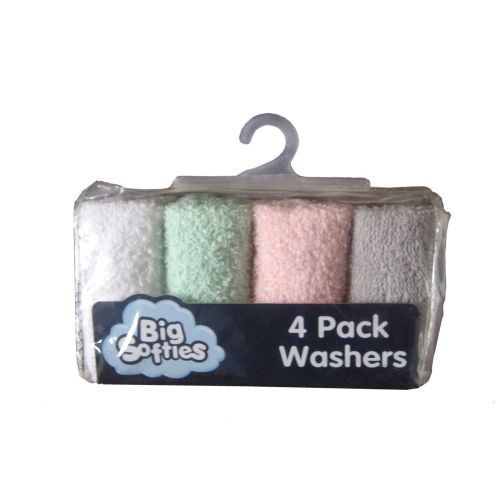 Big Softies Cotton Wash Cloth 4 Pack Pastel Pinks
