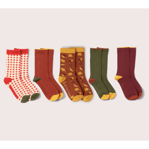 Golden Leaves Ankle Socks 5 Pack