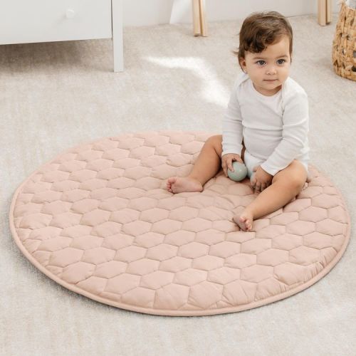 Premium Play Mat - Soft and Comfortable Kids & Toddler Play Mat with Non-Slip Bottom By Comfy Cubs - Blush, Round 36"