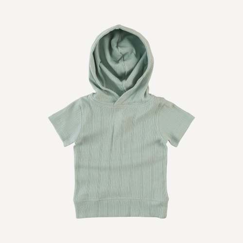 short sleeve essential skinny hoodie | heron blue | organic cotton mul – kate quinn