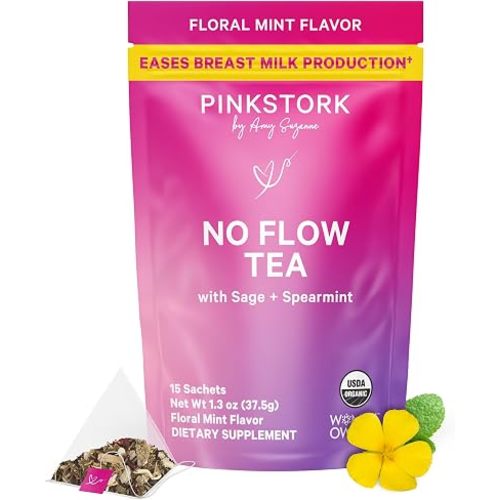 Pink Stork No Flow Organic Sage Tea, Floral Mint Flavor, 15 Sachets