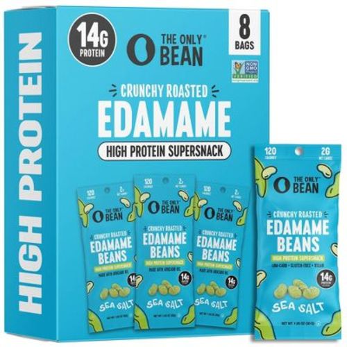 The Only Bean Crunchy Roasted Edamame Snacks Individually Wrapped Protein Packs Sea Salt - 8.4oz/8pk