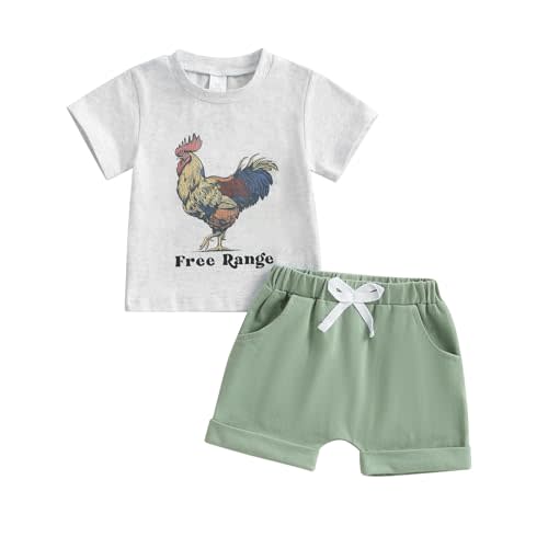 Toddler Baby Boy Summer Clothes Country Farm Short Sleeve Western T-Shirt Tops Jogger Shorts Set