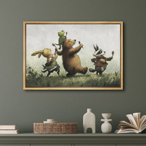 IDEA4WALL Whimsical Animal Parade Canvas Print Wall Art - Cute Forest Friends Illustration Decor for Kids' Room or Nursery | Wayfair