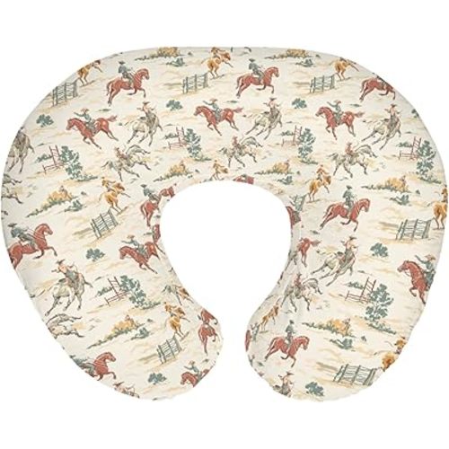 Vintage Western Cowboy Baby Nursing Pillow Covers for Boy Girl Retro Cowboy Horse Plant Nursery Feeding Pillowcase for Breastfeeding Pillows Wild Desert Soft Stretchy Slipcover for Newborn Infant