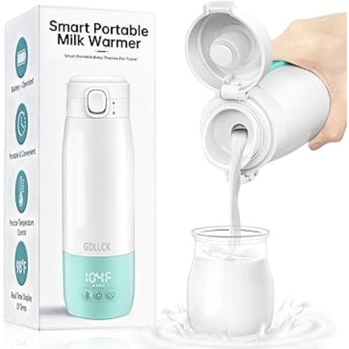 Portable Travel Baby Bottle Warmer: 12oz Large Capacity Bottle Warmer for Breastmilk - 55W Fast Heating of Breastmilk and Formula - LED Display and Safety Lock - Suitable for New and Pregnant Mothers