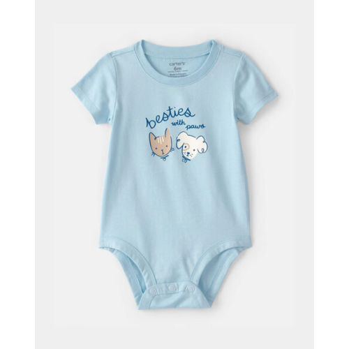 Baby 'Besties With Paws' Graphic Bodysuit - Blue | Carter's