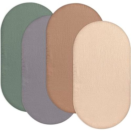 100% Muslin Baby Bassinet Sheets for Baby Boy Girls,4-Pack Fitted Bassinet Sheets Set Compatible with Halo Bassinest Swivel Sleeper,Baby Delight,Angelbliss,32"X16" (Beige Solid Color Series)