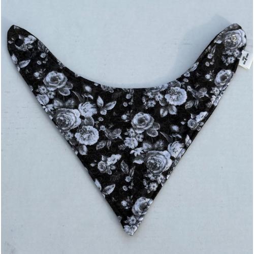 Grey Rose Bandana Baby Bib
