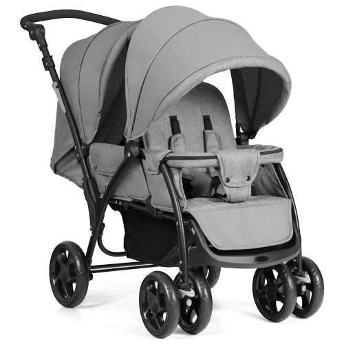 Canddidliike Foldable Lightweight Front Back Seats Double Baby Stroller-Gray, Umbrella Stroller for Infant & Toddler