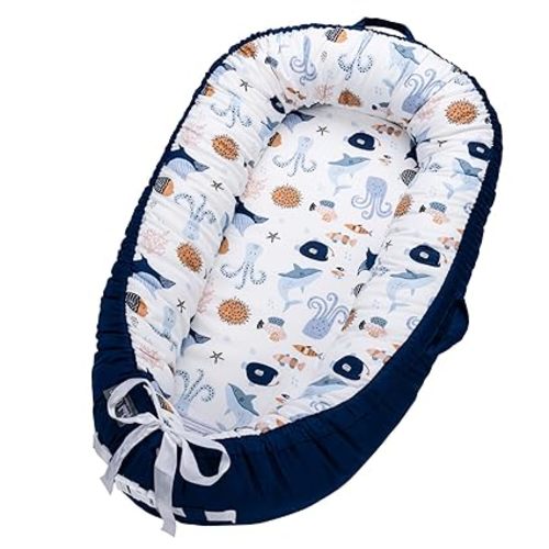 Infant Support Cushions | Baby Lounger | Organic Cotton Infant Lounger | Reversible, Adjustable & Portable Floor Lounger | Supervised Use | Soft, Breathable, Washable Cover(Leaf)