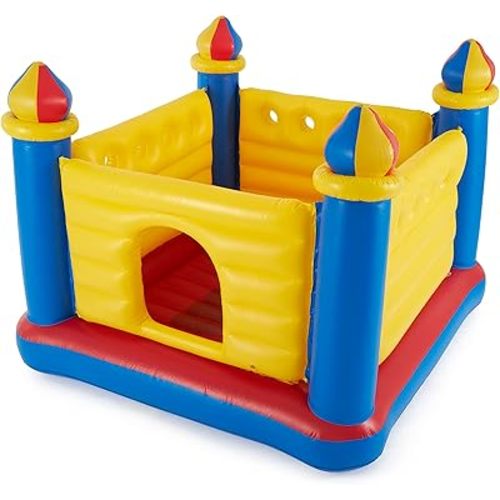 Intex Inflatable Colorful Jump-O-Lene Castle Bounce House, for 2 Kids Ages 3-6 - Large Blow-Up Indoor Outdoor Children's Bouncer Jumper Playhouse