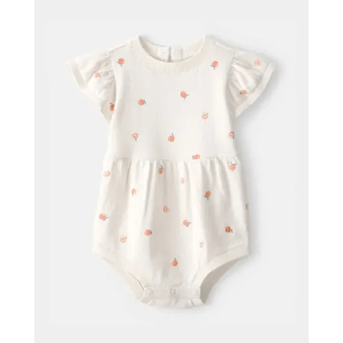 Baby Girl Peach Romper - Ivory | Carter's