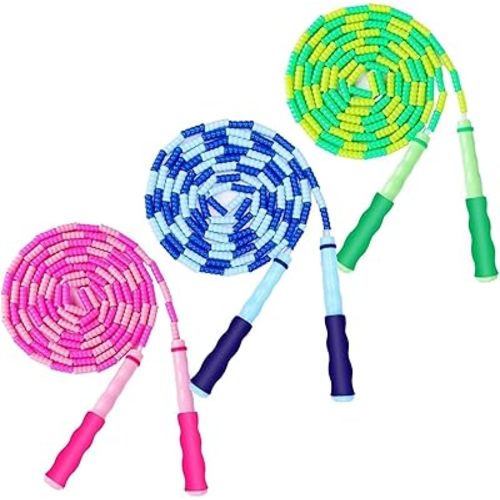 GRAWUN Jump Rope For Kids, Soft Beaded Jump Rope, Adjustable Length Tangle-Free Segmented Soft Beaded Skipping Rope，for Women, Men and Kids Keeping Fit, Workout and Weight Loss