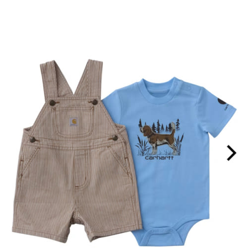 Carhartt Dog Short-Sleeve Bodysuit and Striped Shortalls 2-Piece Set for Babies | Cabela's