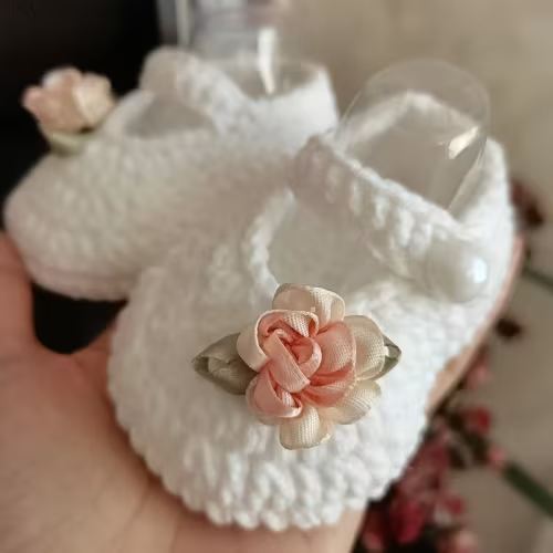 handmade crochet walkers shoes floral embroidery - Temu