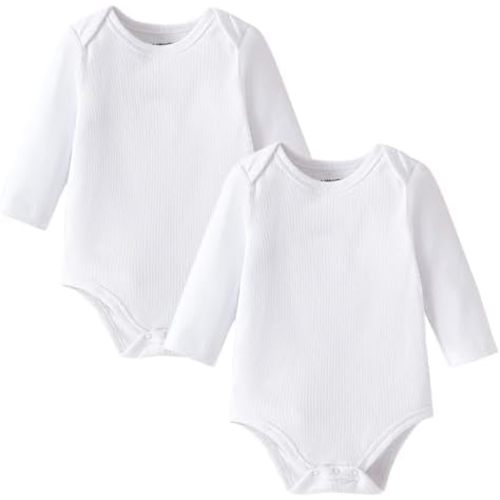 DEFAHN 2-Pack Unisex Baby Bodysuit Super Soft Viscose from Bamboo - Solid Long Sleeve Baby Boys Girls Onsies