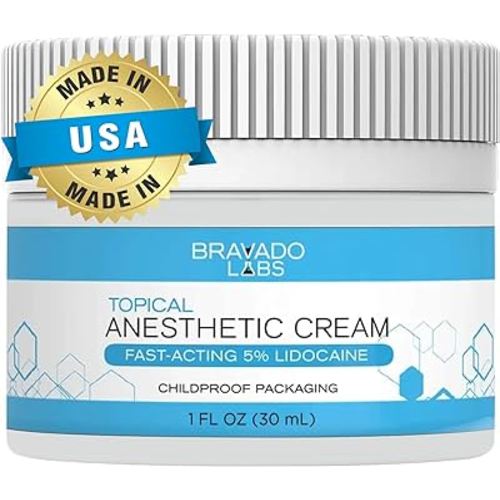 Lidocaine Numbing Cream - Topical Anesthetic Cream - Best Skin Numbing Cream for Tattoos, Laser Hair Removal, Microneedling, Waxing - 5% Lidocaine Maximum Strength Formula (1oz)