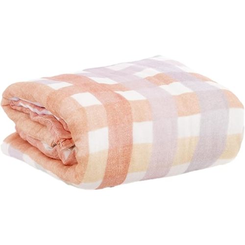 Muslin Swaddle Blankets 6-Layer Cotton Baby Blankets for Boys & Girls 43"X43"Inches Receiving Blankets,Soft Skin-Friendly Baby Crib Blanket,Breathable Quilt Bedspread(Rainbow Grid)