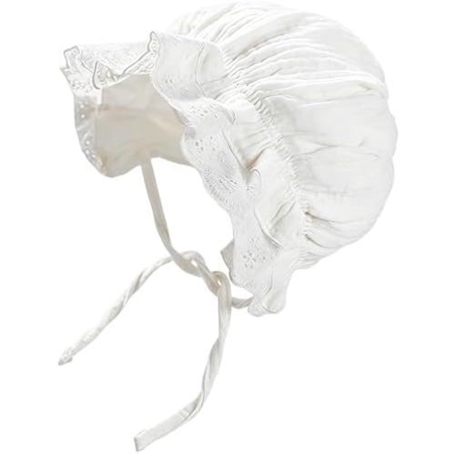 Baby Girls Boys Lace Cotton Bonnet Toddlers Newborn Infant Soft Double Layer Sun Protection Hat with Chin Strap