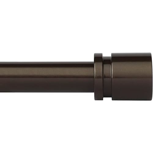 Curtain Rods for Windows 16 to 144 Inches Adjustable Length 1 Inch Diameter Window Curtain Rod with Aluminium End Cap, Antique Bronze