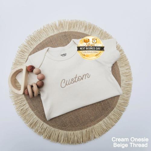 Embroidered Custom Onesies® Brand, for Babies, Personalized Baby Onesies® Custom Natural Neutral Onesie® Baby Name Onesie® Baby Girl, Boy Z5