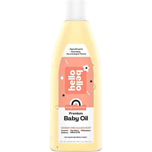 Hello Bello Fragrance Free Baby Oil | Hypoallergenic, Lightweight & Non-Greasy, Plant-Derived Ingredients, No Mineral Oil or Petrochemicals for Babies and Kids | 9.5 FL Oz