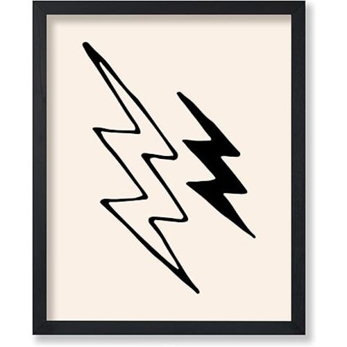 Poster Master Lightning Bolt Poster - Doodle Print - Black & White Art - Illustration Art - Gift for Kids & Parents - Minimal Wall Decor for Nursery Kid's Room or Nursery - 8x10 UNFRAMED Wall Art
