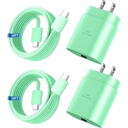 Super Fast Charger Type C, 25W USB C Wall Charger Fast Charging for Samsung Galaxy S26 Ultra/S26/S26+/S25 Ultra/S25/24 Ultra/S24/S23 Ultra/S22 Ultra with 10FT Long Android Type C Charger Cable 2Pack