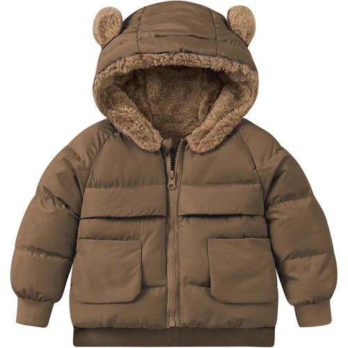 TUONROAD Baby Girls Coats for 6 Months-5 Years Toddlers Boy Winter Jacket Warm Bear Hooded Outdoor Coats Size 5