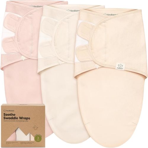 3-Pack Organic Baby Swaddle Sleep Sacks - Swaddles for Newborns, Infant 0-3 Months, Baby Girls, Boys, Soft & Snug Newborn Sleep Sack, Nursery Swaddling Blankets, Easy to Use (Angelic, OS)