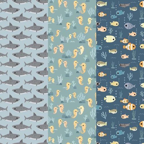 Ocean Crib Sheet Bundle • Sharks Fish Seahorses • Custom Changing Pad Cover • Beyond the Sea Fabric