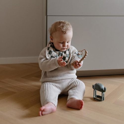 mushie Silicone Baby No-Drop Cactus Teether Toy